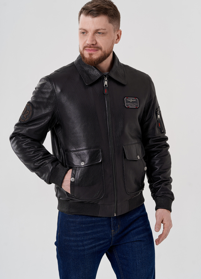 Мужская куртка - пилот из натуральной кожи модель № 24396 универмаг малина