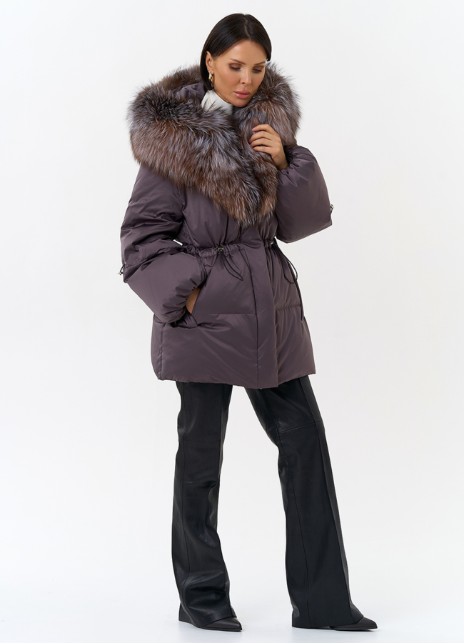 Женский пуховик с капюшоном из меха блюфрост модель № 32000 в рассрочку