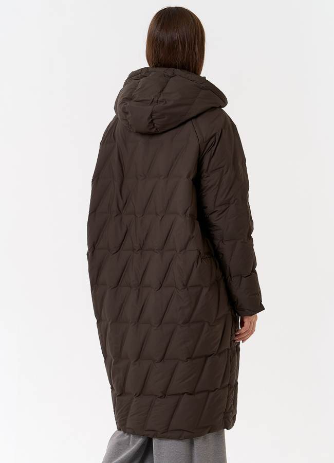 фото Женское свободное пальто с капюшоном модель № 31386