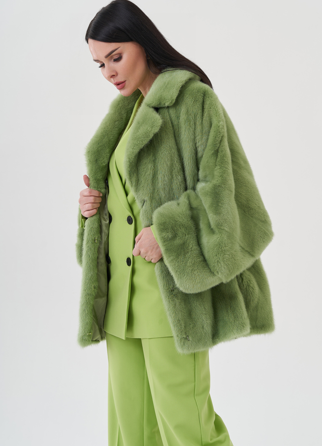 Шуба из норки с английским воротником  модель № 24664 в рассрочку