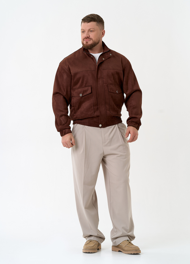 Мужская куртка бомбер из эко замши модель № 32882 в кредит