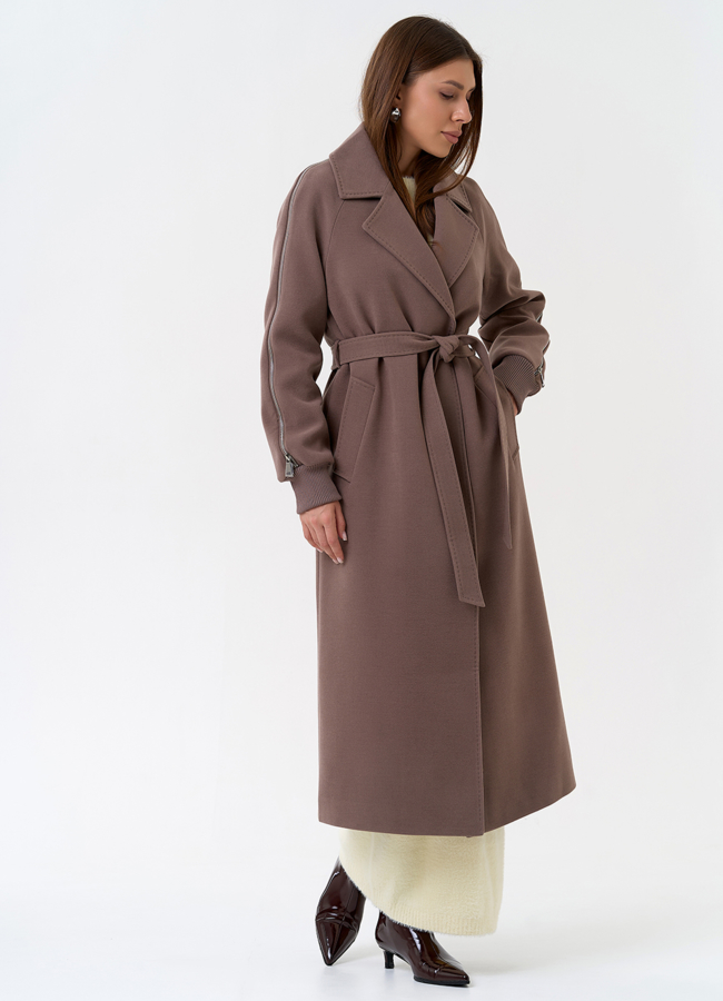 Женское пальто с декоративными молниями модель № 31384 универмаг малина