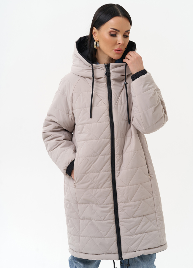 Женская удлиненная куртка с капюшоном модель № 30012 в кредит