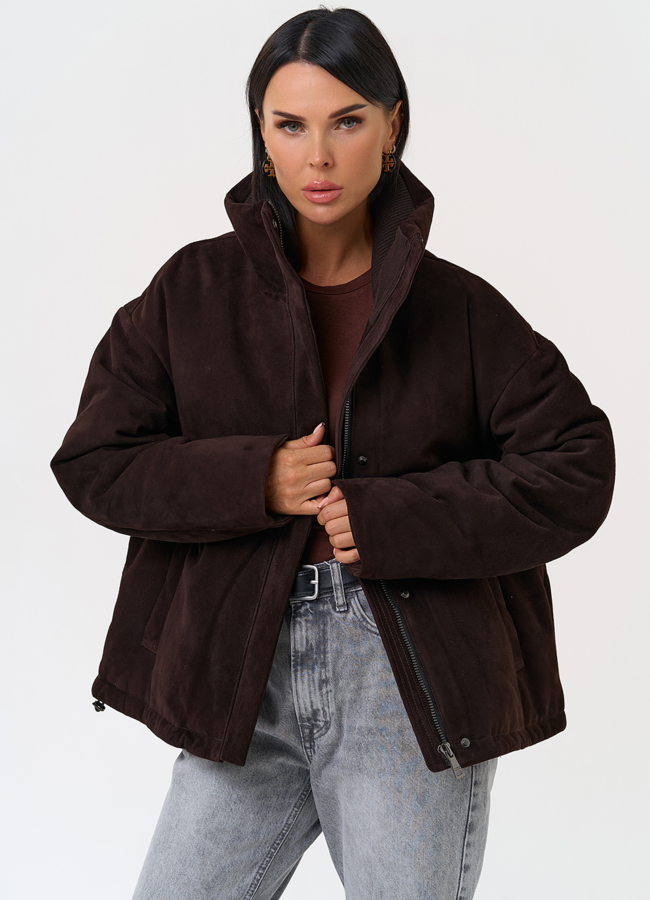 Куртка -пуховик из натуральной замши модель № 31373 универмаг малина