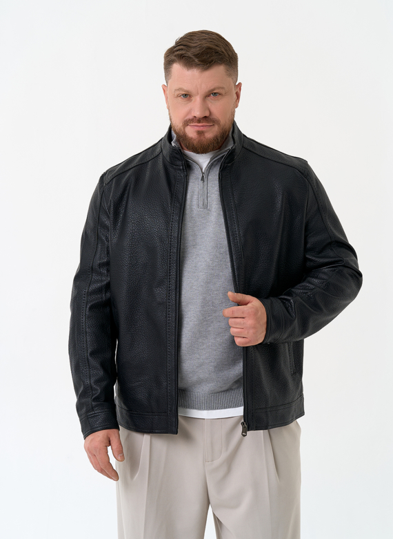 Мужская куртка из эко кожи черного цвета