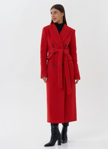 Двубортное пальто с английским воротником