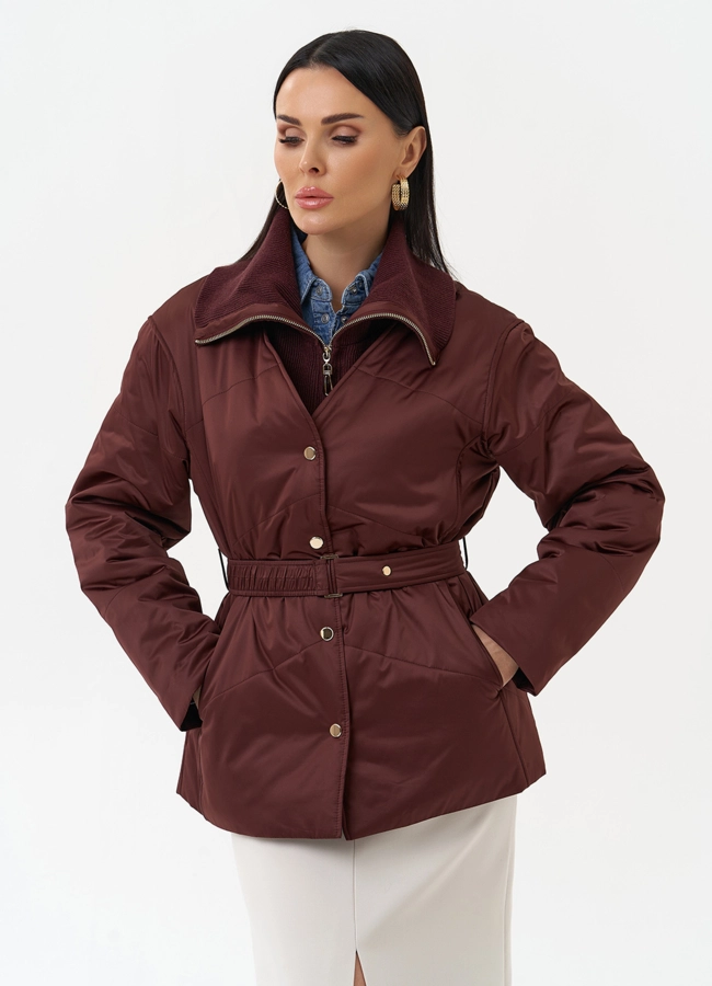 Женская утепленная куртка с поясом модель № 30052 в рассрочку