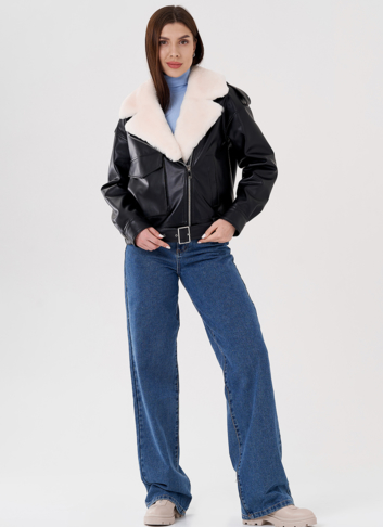 Куртка косуха на утеплении со съемным натуральным мехом