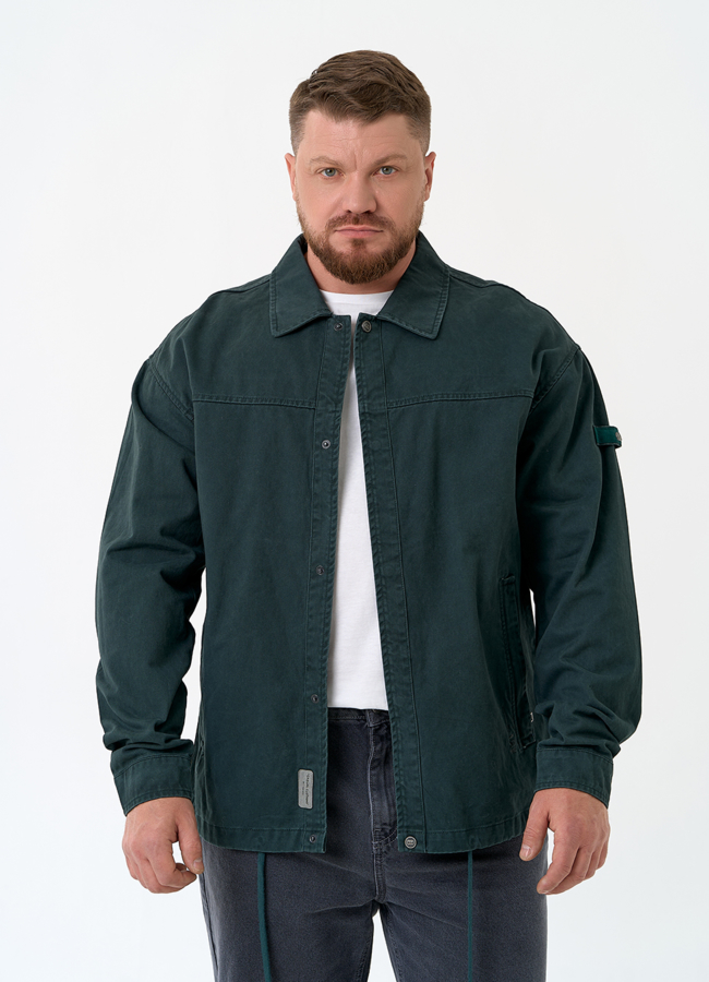 Мужская джинсовая куртка модель № 27356 меха малина