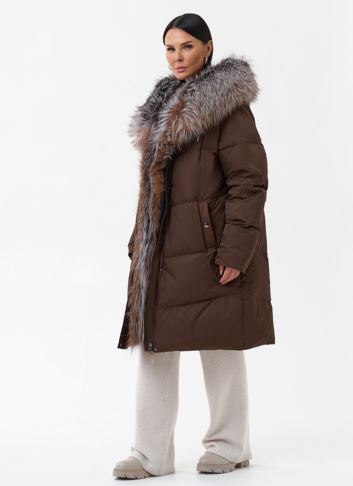 Пуховик с отделкой из меха блюфрост