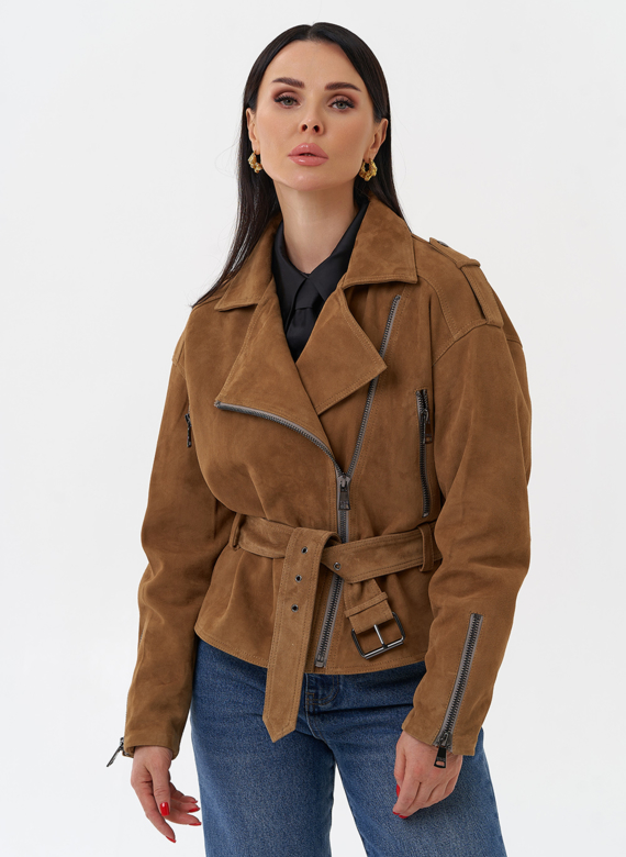 Куртка из замши с поясом