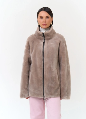 Женская дубленка из эко замши
