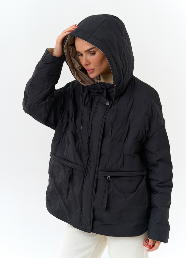 Женская двухсторонняя куртка с капюшоном модель № 32722 универмаг малина