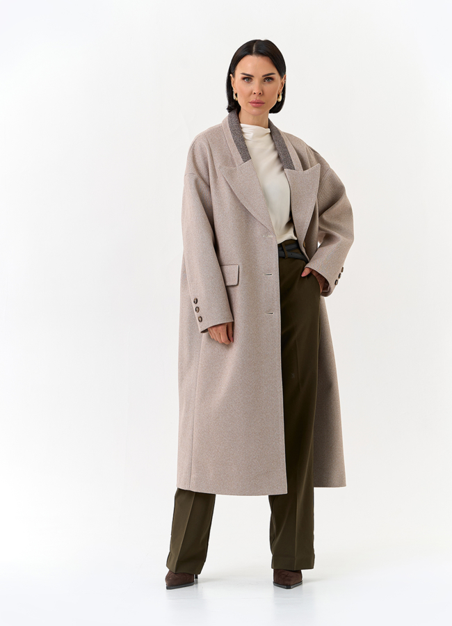 Женское пальто с акцентным воротником модель № 32812 универмаг малина