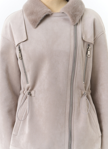 Женская дубленка из эко замши