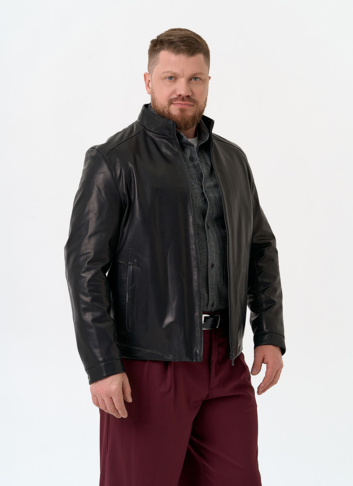 Мужская куртка из натуральной кожи черного цвета