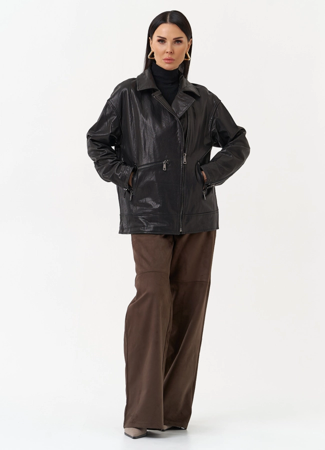 Женская косуха оверсайз черного цвета модель № 29989 универмаг малина