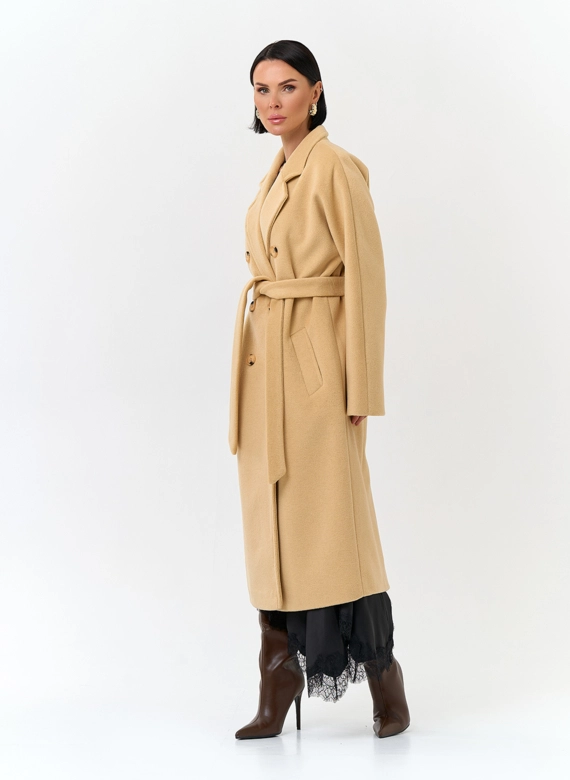 Женское пальто с поясом фото