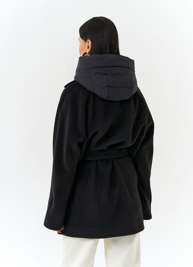 фото Женское пальто со съемный капюшоном модель № 32698