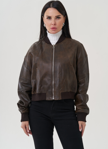 Куртка "бомбер" из натуральной кожи