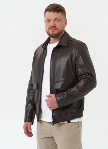Мужская куртка из натуральной кожи коричневого цвета