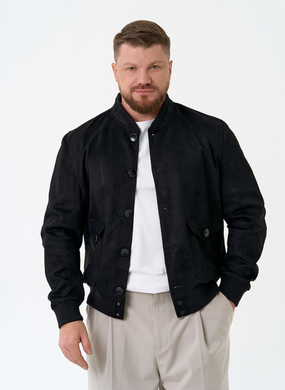 Мужская куртка бомбер из эко замши