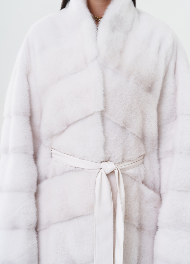 Шуба из меха норки с воротником шаль модель № 24833 универмаг малина