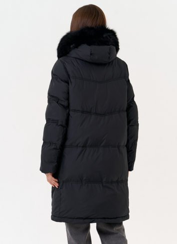 Женский пуховик с капюшоном из меха песца