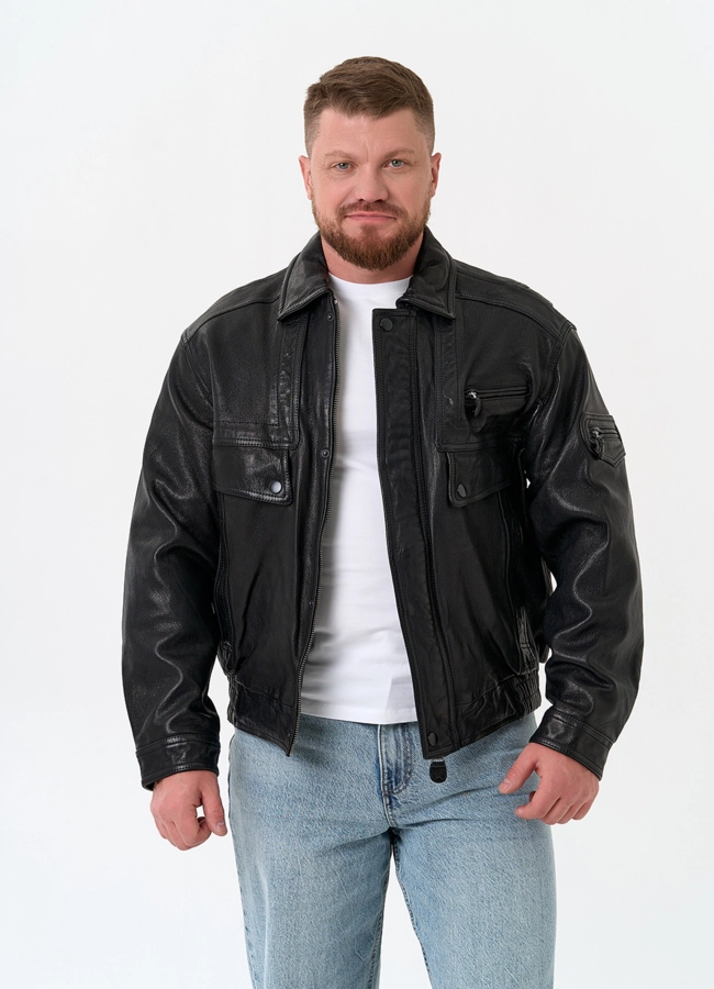 Мужская куртка бомбер из натуральной кожи модель № 32898 универмаг малина фото