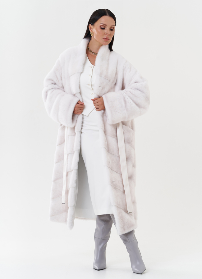 Шуба из меха норки с воротником шаль модель № 24833 в рассрочку