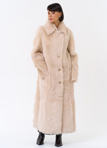 Женская двухсторонняя дубленка с поясом