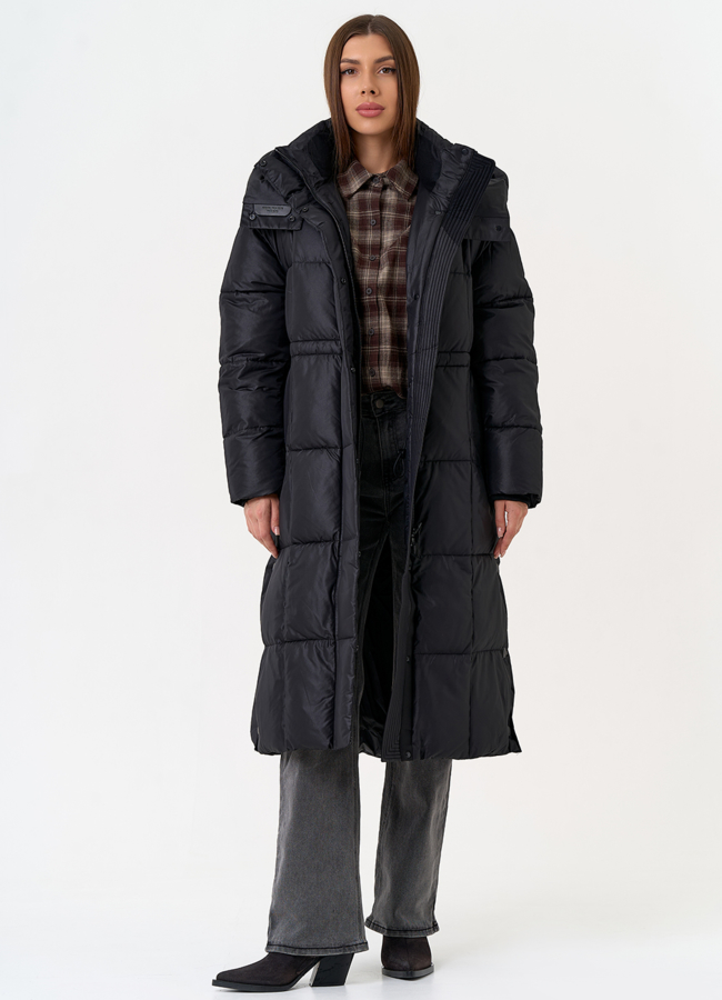 Женский пуховик черного цвета модель № 31599 универмаг малина