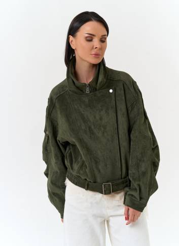 Женская куртка бомбер из эко замши 