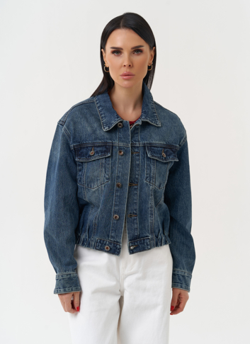 Женская джинсовая куртка синего цвета