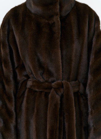 Женская шуба из эко меха с воротником стойкой